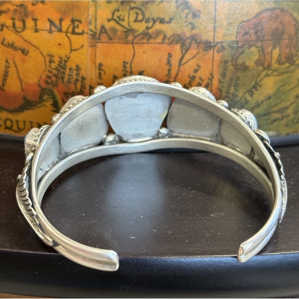 Vintage Native American Navajo Kingman Turquoise Silver Cuff Bracelet 43g - Picture 5 of 9